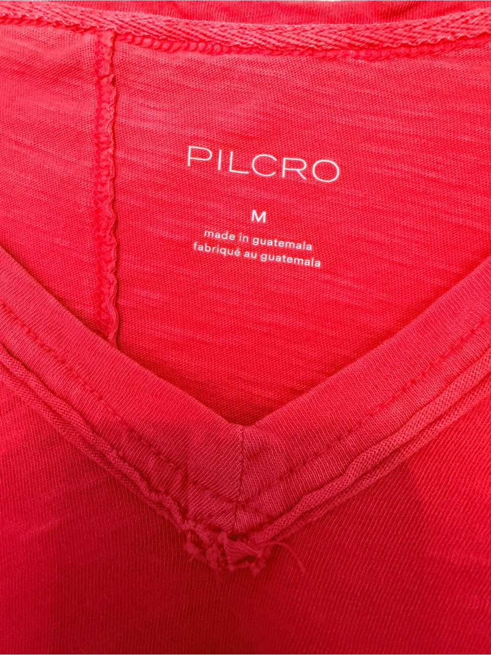 Anthropologie Pilcro  V-Neck Short Sleeve Tee in Bright Coral Red